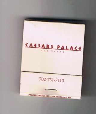Caesars Palace Hotel Casino Caesars Bust Narrow Vintage Matchbook Las Vegas Nv