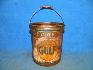 Vintage Gulf Valvetop Oil 5 Gallon Bucket Can