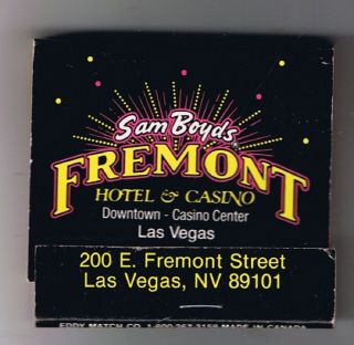 Sam Boyds Fremont Hotel Casino Vintage Matchbook Las Vegas Nevada