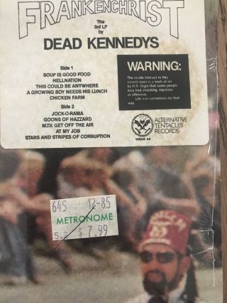 Dead Kennedys LP Frankenchrist with BANNED POSTER H.  R.  GIGER 1985 Rare 5