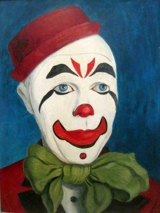 John Sharp Listed Hope Pa Artist Fantastic 1950s Clown Painting