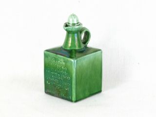 Antique H B Kirk & Co Green Glazed Ceramic Square Scotch Whiskey Decanter Jug