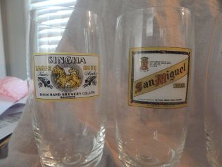Set of 8 Vintage Asian Beer Pilsner Glasses 8 