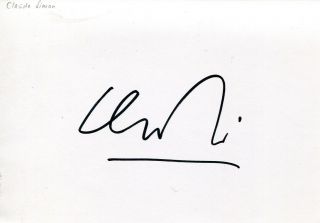 Claude Simon Autograph Novelist Nobel Prize In Literature 1985,  Signed Card