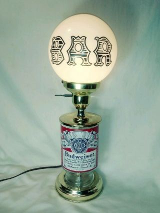 Vintage Budweiser Beer Bar Light/table Lamp,  Glass Globe Advertising Glass