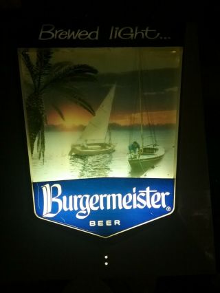 Vintage Burgermeister Beer Lighted Motion Sign Rocking Tidal Action
