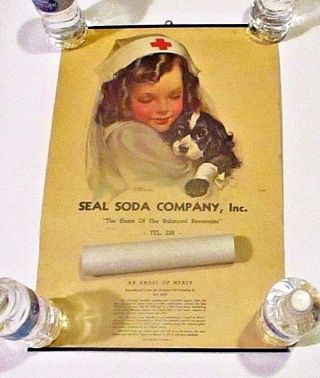 Ww2 1944 Seal Soda Company Advertising Calendar Angel Of Mercy Red Cross Vt Rare