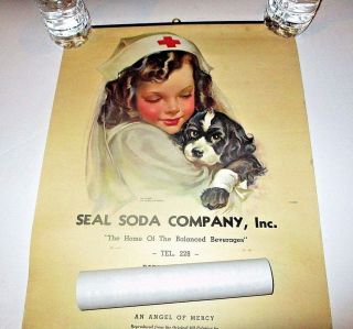WW2 1944 Seal Soda Company Advertising Calendar Angel of Mercy Red Cross VT RARE 3