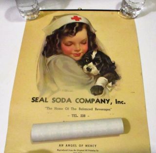 WW2 1944 Seal Soda Company Advertising Calendar Angel of Mercy Red Cross VT RARE 4