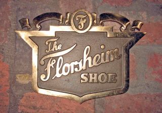 Nos Solid Bronze 13 " X10 " Florsheim Shoe Store/ Building Front Sign - 1930s - 1950s
