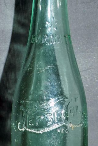 Rare Vintage Burnett Soda Bottle Pepsi Bottling Co Durham NC Aqua Ayers DUR 11 3