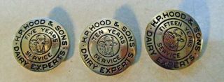 Vintage H.  P.  Hood Milk Five 5 Ten 10 And Fifteen 15 Year Service Pins