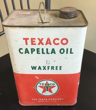 Vintage Oil Can Texaco Capella Oil 1 Gallon Can Awesome Display