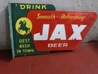 Jax Beer Jackson Brewing Co Porcelain Enamel Sign 18x11x1.  5 Flange Double Side