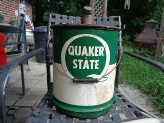 Vintage Quaker State Lubricant Motor Oil Can 5 Gallon Can