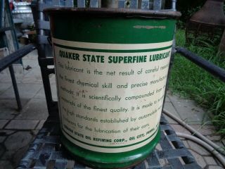 Vintage Quaker State Lubricant Motor Oil Can 5 Gallon can 4