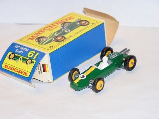 Vintage Lesney Matchbox 19 Lotus Racing Car Awesome W Box Sweet Display