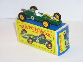 Vintage Lesney Matchbox 19 Lotus Racing Car AWESOME w BOX SWEET DISPLAY 2