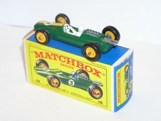 Vintage Lesney Matchbox 19 Lotus Racing Car AWESOME w BOX SWEET DISPLAY 3