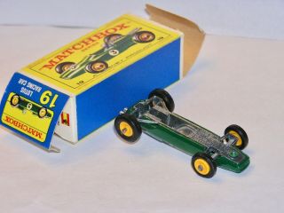 Vintage Lesney Matchbox 19 Lotus Racing Car AWESOME w BOX SWEET DISPLAY 5