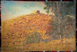A.  Springer Al - Qastal,  Jerusalem Judaica Germany Israel Oil Canvas 1952