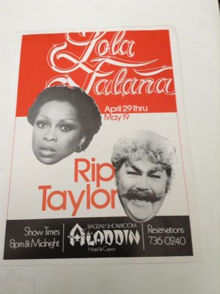 Aladdin Casino Las Vegas Lola Falana/rip Taylor Show Postcard