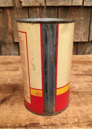 Vintage 1 Imperial Quart SHELL X - 100 Motor Oil Tin Can Gas Service Station Sign 2