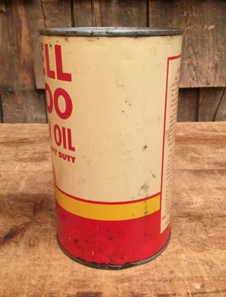 Vintage 1 Imperial Quart SHELL X - 100 Motor Oil Tin Can Gas Service Station Sign 4
