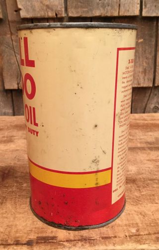 Vintage 1 Imperial Quart SHELL X - 100 Motor Oil Tin Can Gas Service Station Sign 7