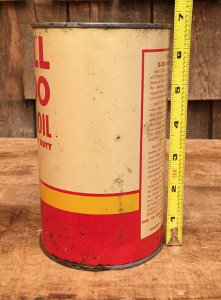 Vintage 1 Imperial Quart SHELL X - 100 Motor Oil Tin Can Gas Service Station Sign 8