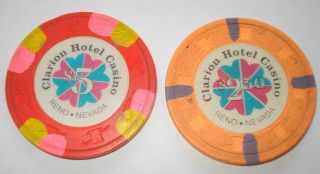 Clarion $2.  50 & $5.  00 Casino Chips Reno Nv Tcr N5020.  S N6094.  L Hat & Cane Mold