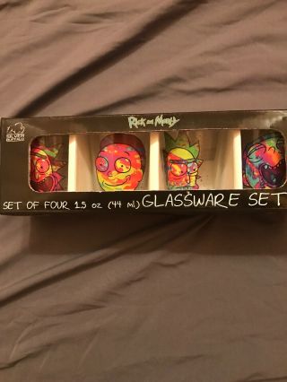 Rick And Morty 4 Pack Shot Glass Glassware Set 