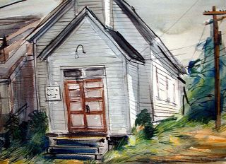 S p R i n G s A L e California Painting BARSE MILLER ' Old Church,  LA ' 22 