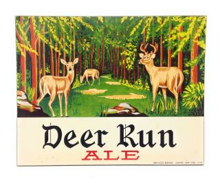 Vintage 1960 Koch Deer Run Ale Easel Back Cardboard Sign Fred Koch Dunkirk Ny