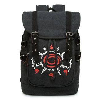 Naruto Sharingan Seal Four Symbol Canvas Backpack Drawstring Laptop Bag Rucksack