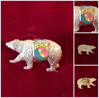 Cdf California Department Forestry Fire Protection Gold Bear Enamel Shield Pin
