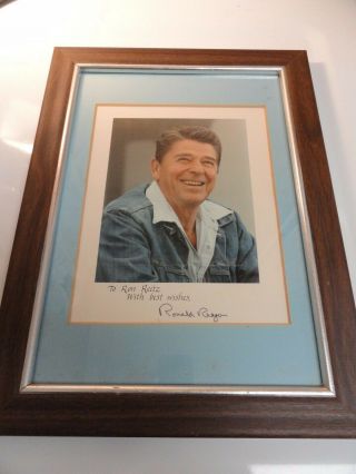 Ronald Reagan Autograph Photograph Signed Live Hand Pen And Ink By Him