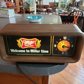 Vintage 1983 Miller High Life Beer Lighted Motion Cash Register Clock Sign