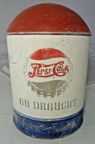 Antique Pepsi:cola On Draught Selmix Soda Fountain Dispenser Advertising Topper