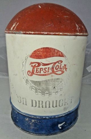 Antique Pepsi:Cola On Draught Selmix Soda Fountain Dispenser Advertising Topper 3