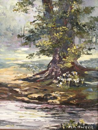 Vintage Oil Painting Pennsylvania Landscape Signed M.  H.  Dwyer Baum Student 2