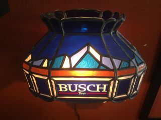 1985 Busch Beer Lighted Advertising Sign; Faux Stained Glass Sconce