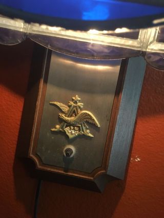 1985 Busch Beer Lighted Advertising Sign; Faux Stained Glass Sconce 2