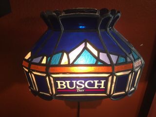 1985 Busch Beer Lighted Advertising Sign; Faux Stained Glass Sconce 4