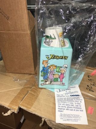 Flintstones & The Jetsons Hanna Barbera Dixie Cup Pop Up Dispenser 1990 Vintage