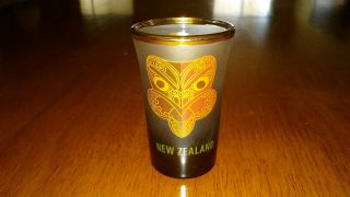 Zealand Aotearoa Vintage Shot Glass Gold Rim