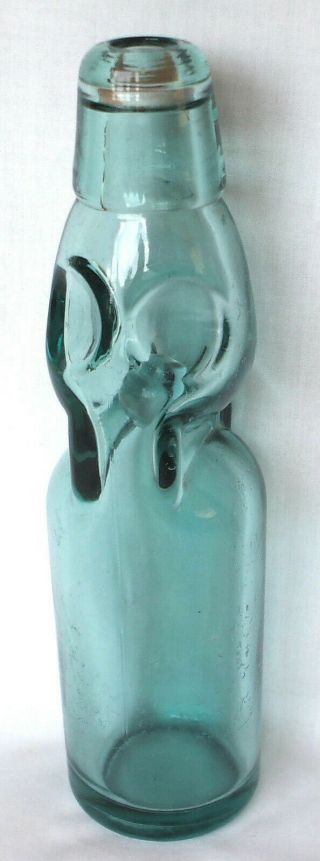Vintage Codd Neck Aqua/green Glass Bottle W/marble - Unmarked Exc