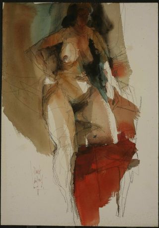 Jack Laycox Watercolor And Graphite Nude Figure Study,  Circa 1970 
