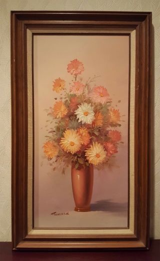 Robert Cox Floral Oil Painting On Canvas Vintage Signed & Framed