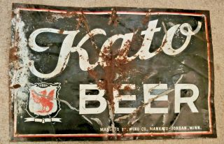 Vintage Kato Mankato Minnesota Beer Advertising Tin Tacker Sign